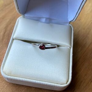 PANDORA - Sterling Silver Heart Ring with Red Stone ♥️